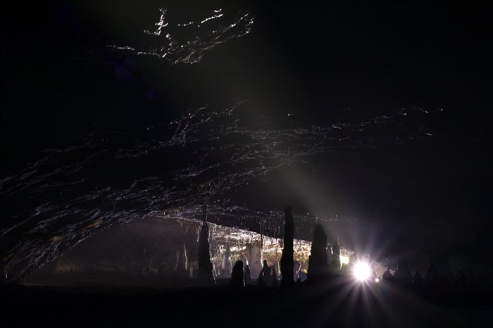 Inside a cave